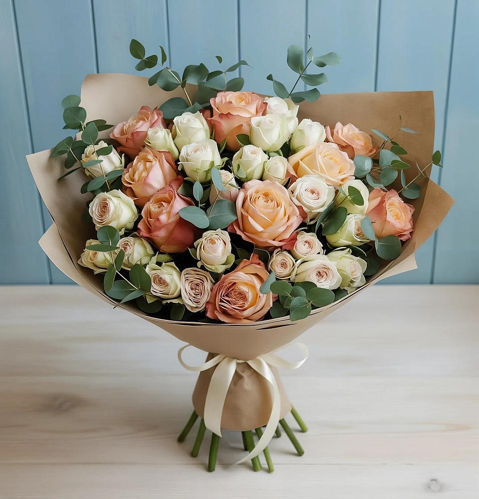 Букет цветов из: Альстромерии и Розы в Ильинский