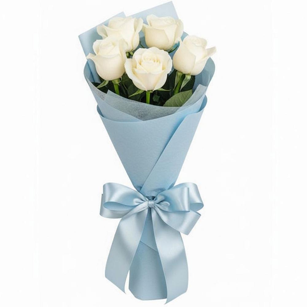 Букет 5 Белых роз Проуд в Ильинский