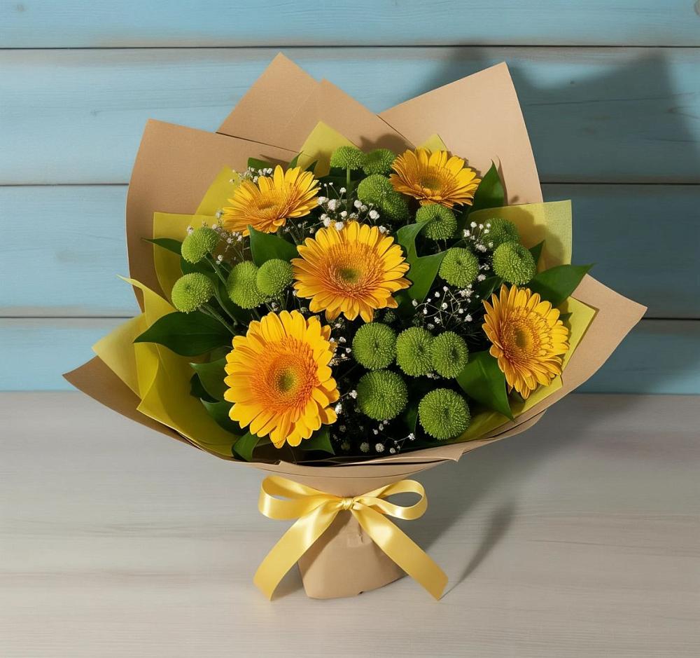 Букет цветов из: Герберы и Хризантемы в Ильинский