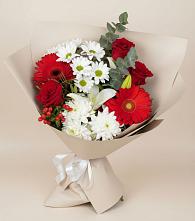 Букет цветов из:  Розы, Хризантемы, Герберы и Лилии #REPLACE_PRED# Ильинский