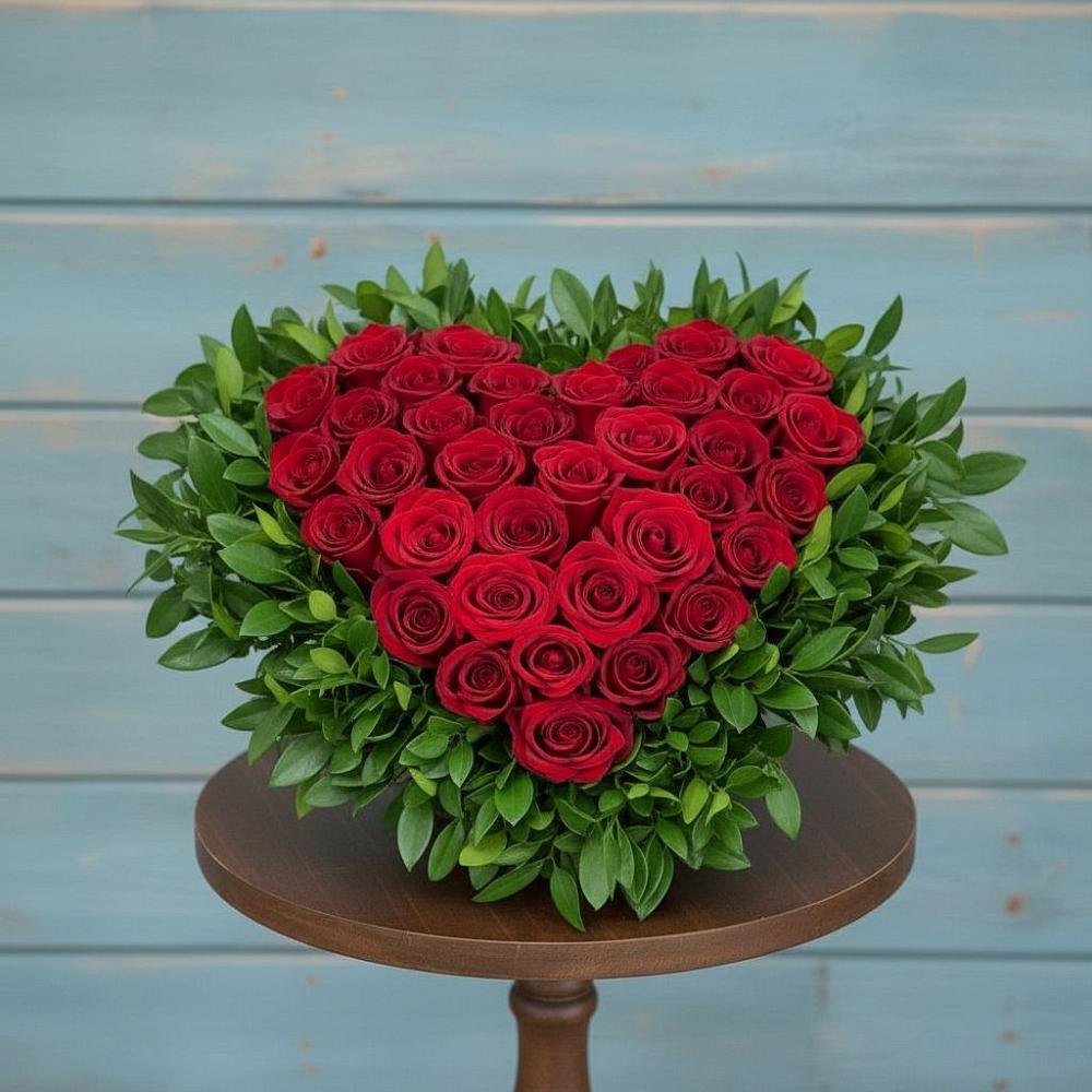 Цветочная композиция из Розы в виде сердца в Ильинский