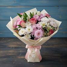 Букет цветов из:  Хризантемы, Альстромерии и Розы в Ильинский