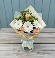 Букет цветов из:  Герберы, Розы и Хризантемы в Ильинский