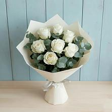 Букет Белые розы в Эвкалипте #REPLACE_PRED# Ильинский
